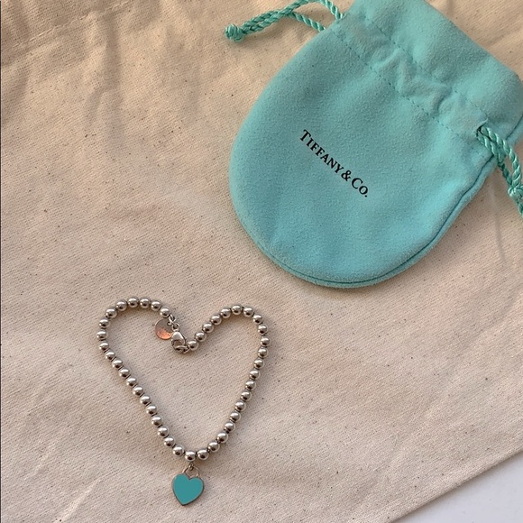 Tiffany Co Green Heart Bead Bracelet 